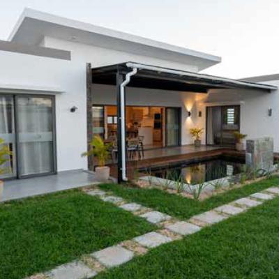 Nilaya Villa exterior with pool and deck